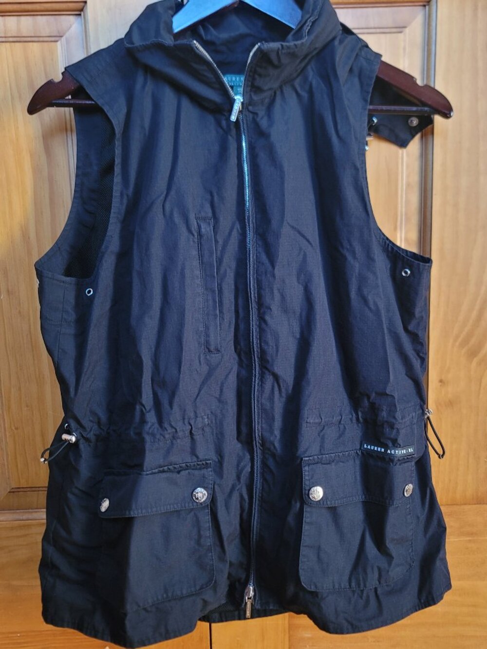 Lauren Active Ralph Lauren Vest Women With Hood Pockets Cargo Full Zip Logo Fall